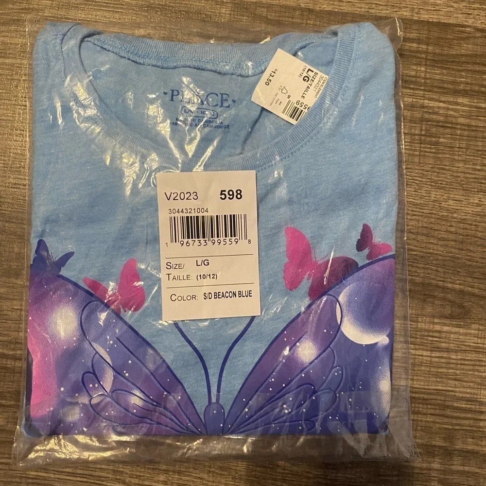 NEW - The Children’s Place Girls Butterflies Graphic Tee - S/D Beacon Blue.